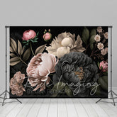Lofaris Black Pink Spring Florals Leaves Photography Backdrop